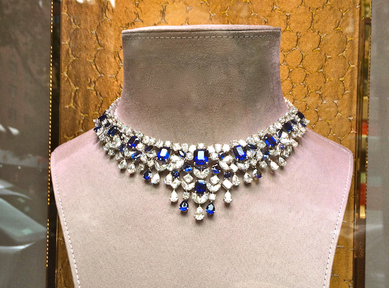 Graff Sapphire Snowflake Diamond White Gold Necklace – Opulent Jewelers